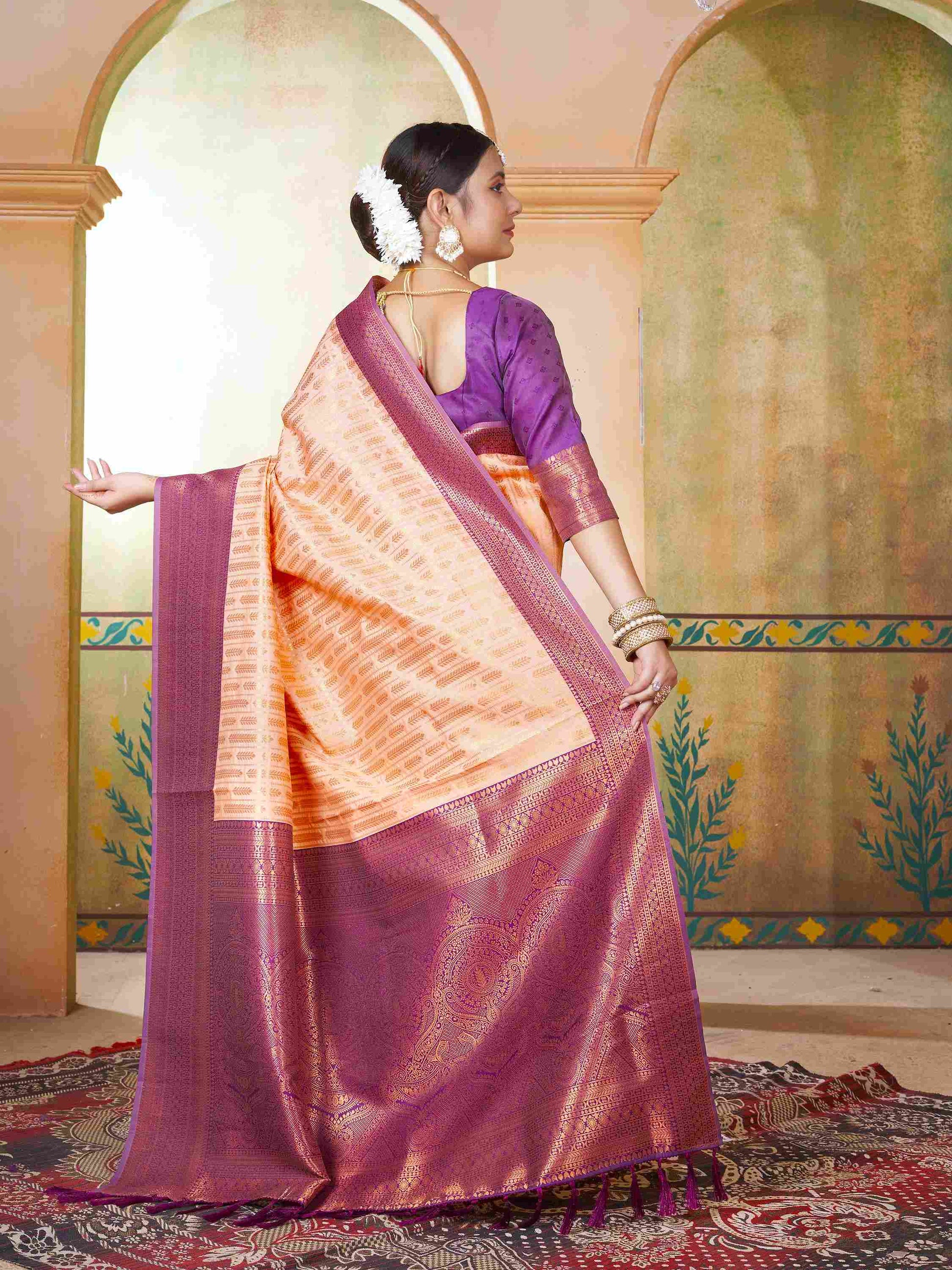 Beige Kanjivaram Silk Saree