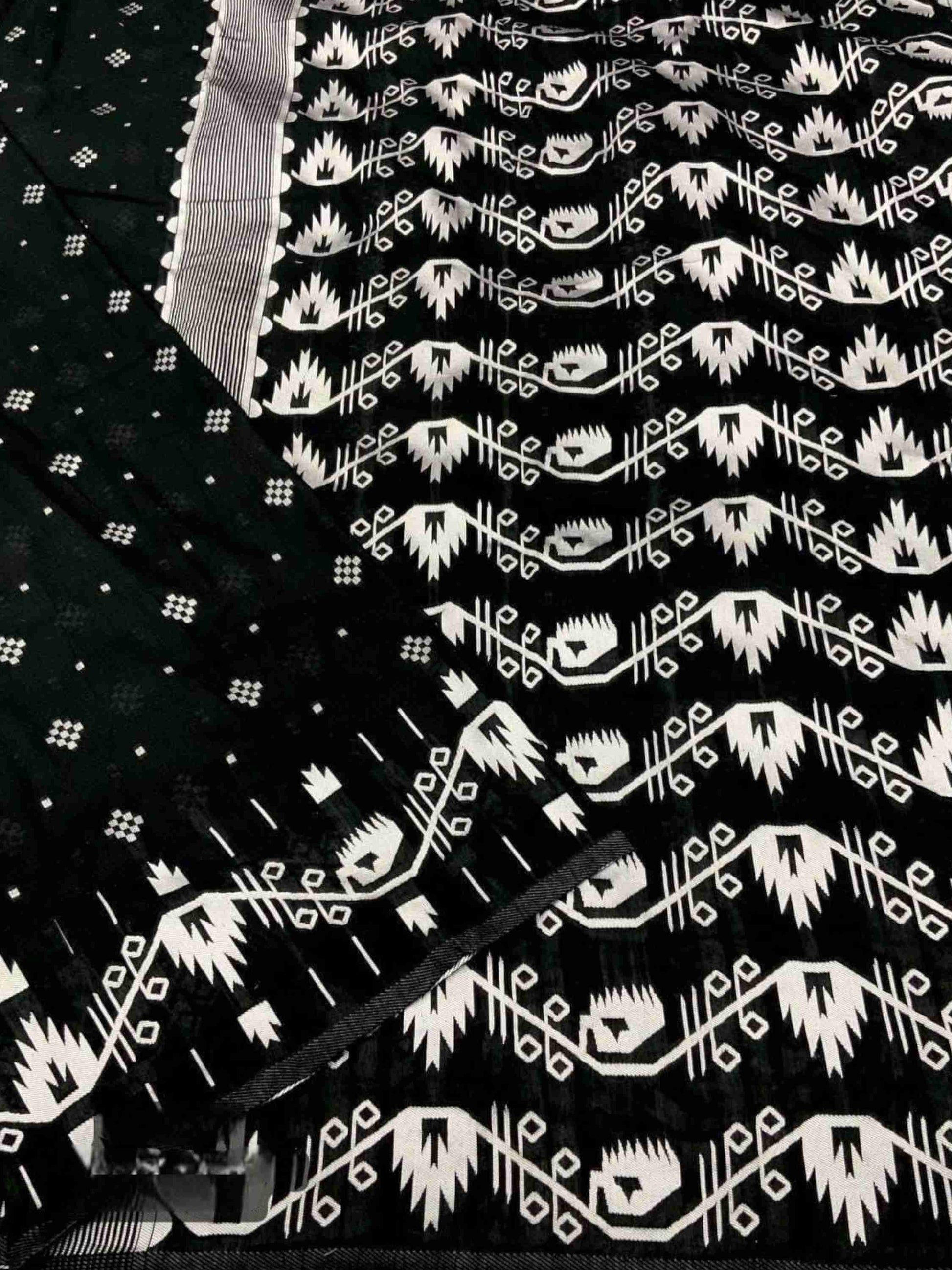 Black Chanderi Cotton Saree