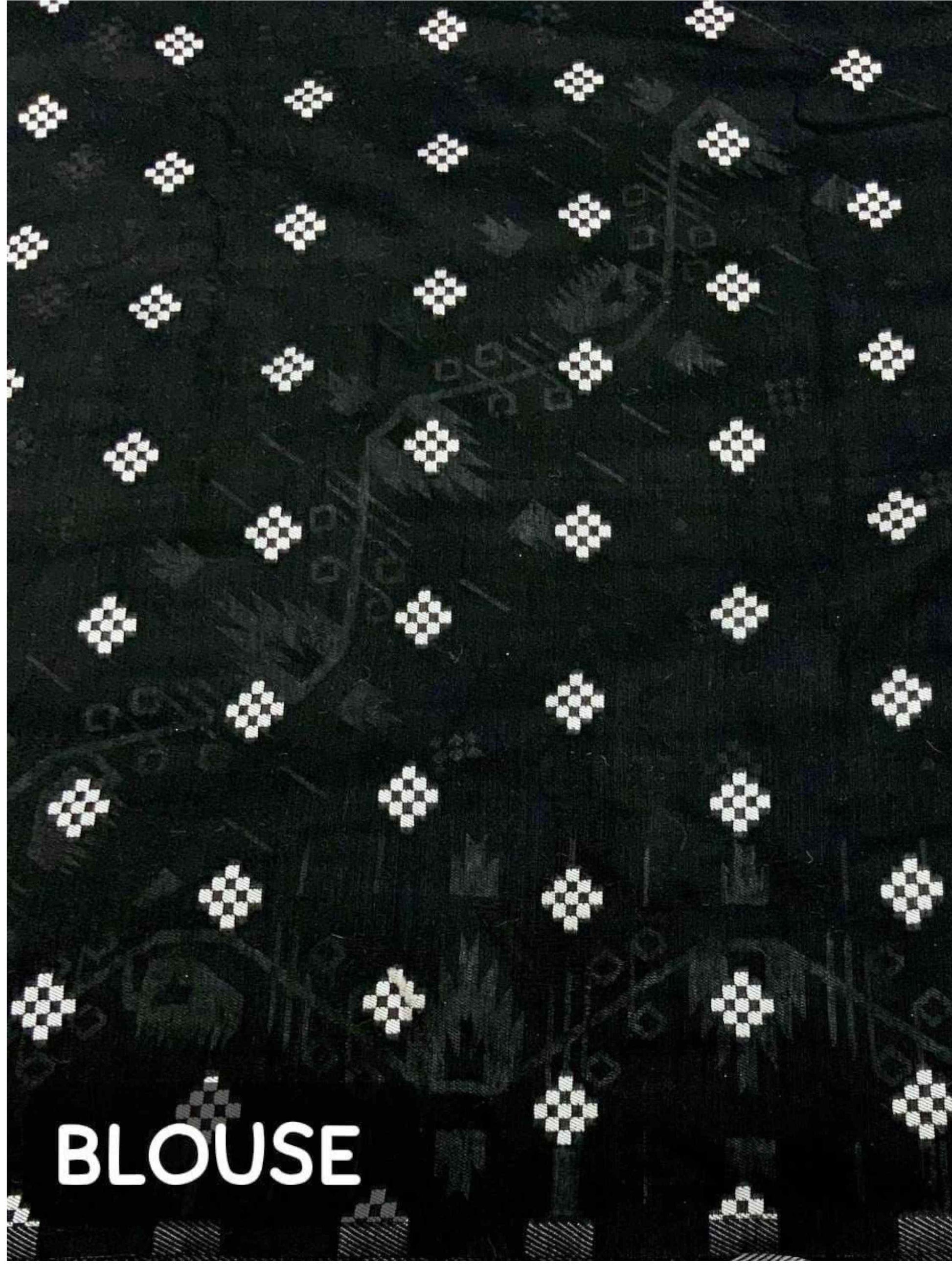 Black Chanderi Cotton Saree