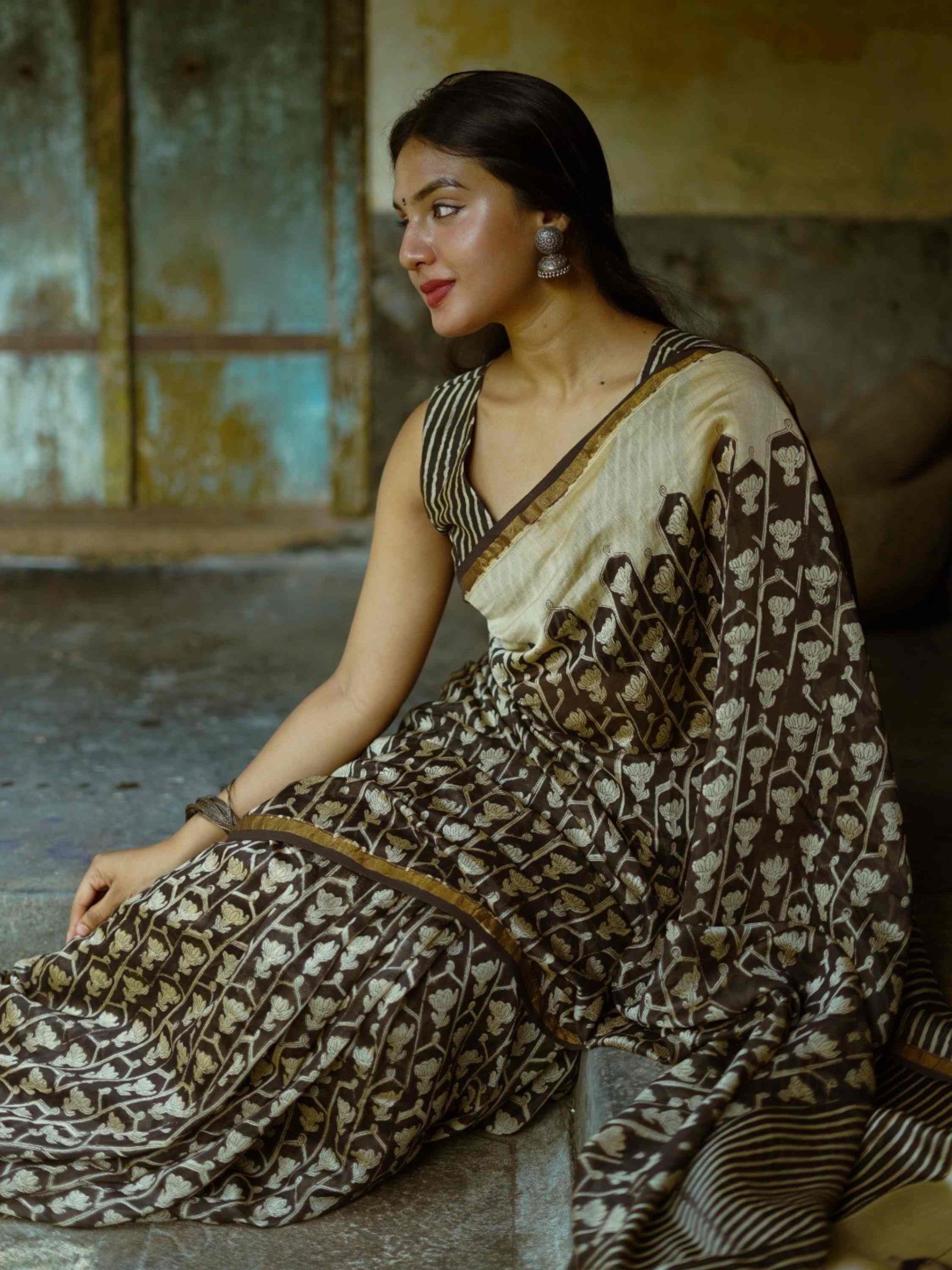 Black Chanderi Saree