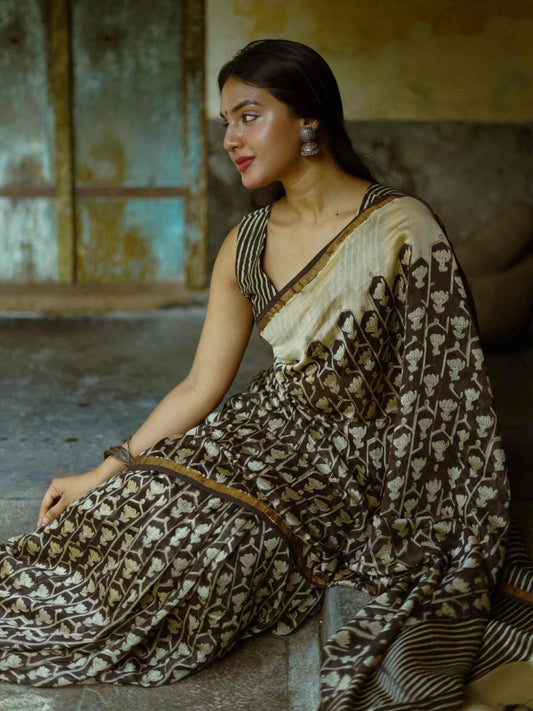 Black Chanderi Saree
