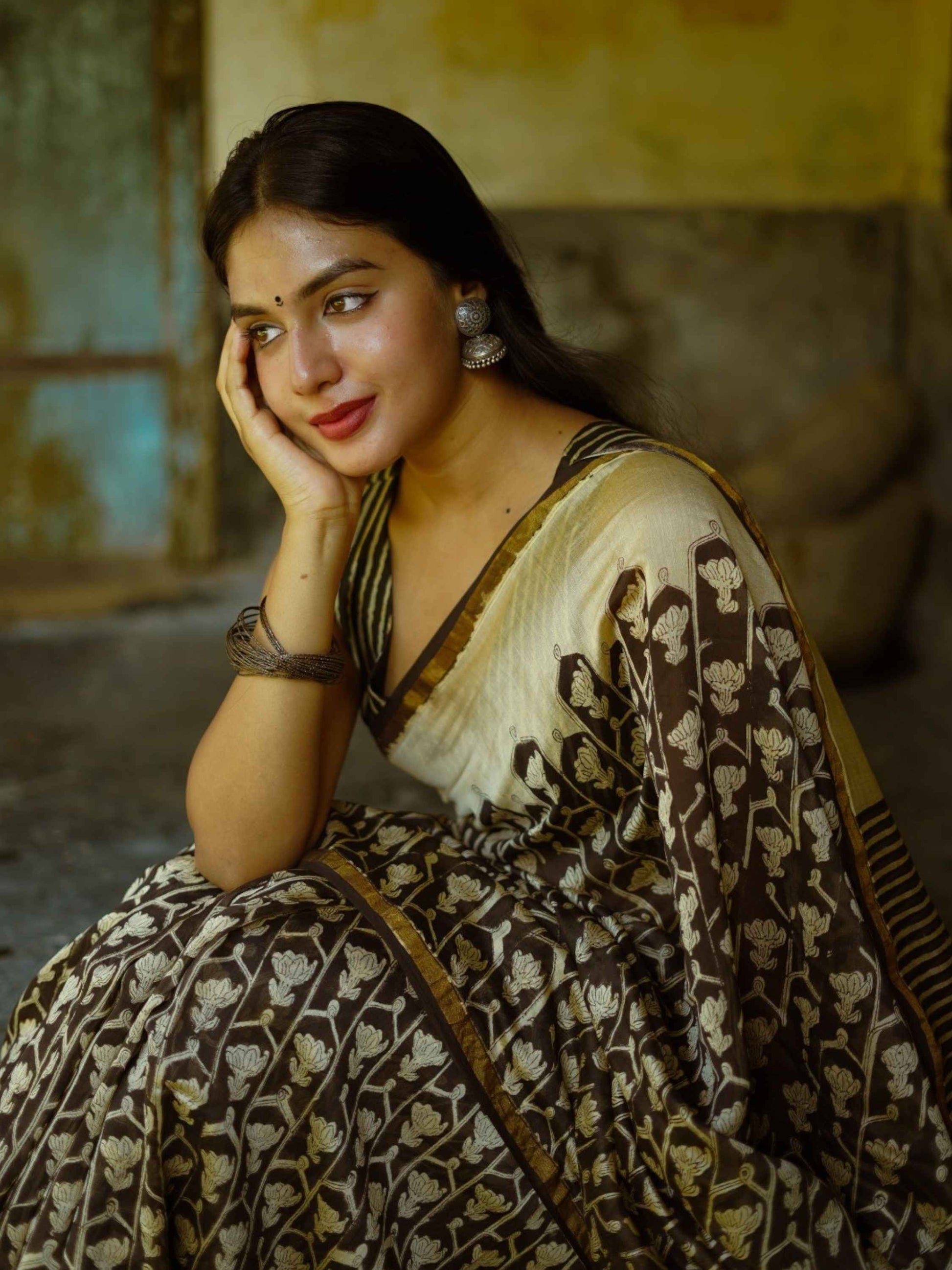 Black Chanderi Saree