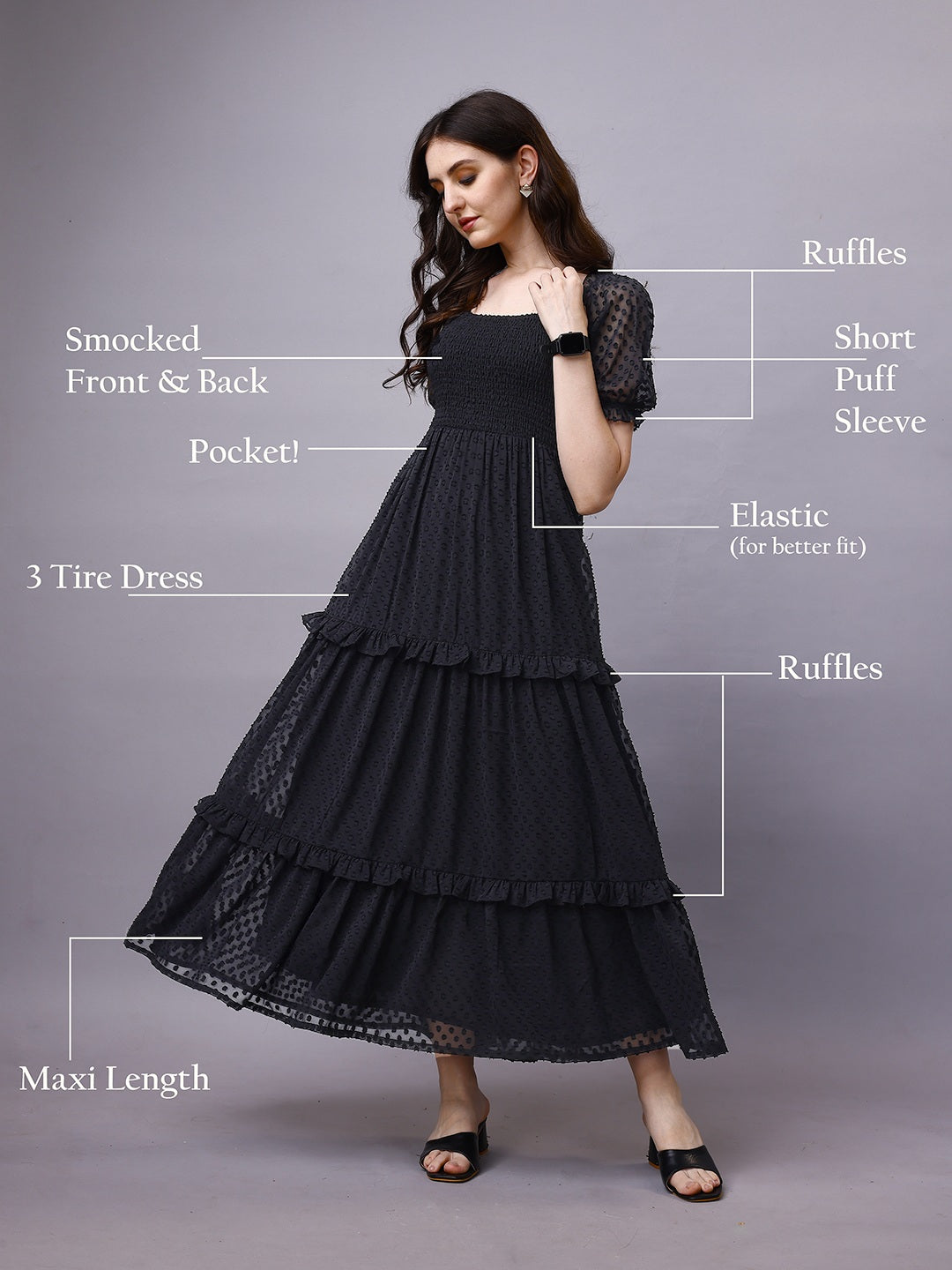Black Chiffon Maxi Dress