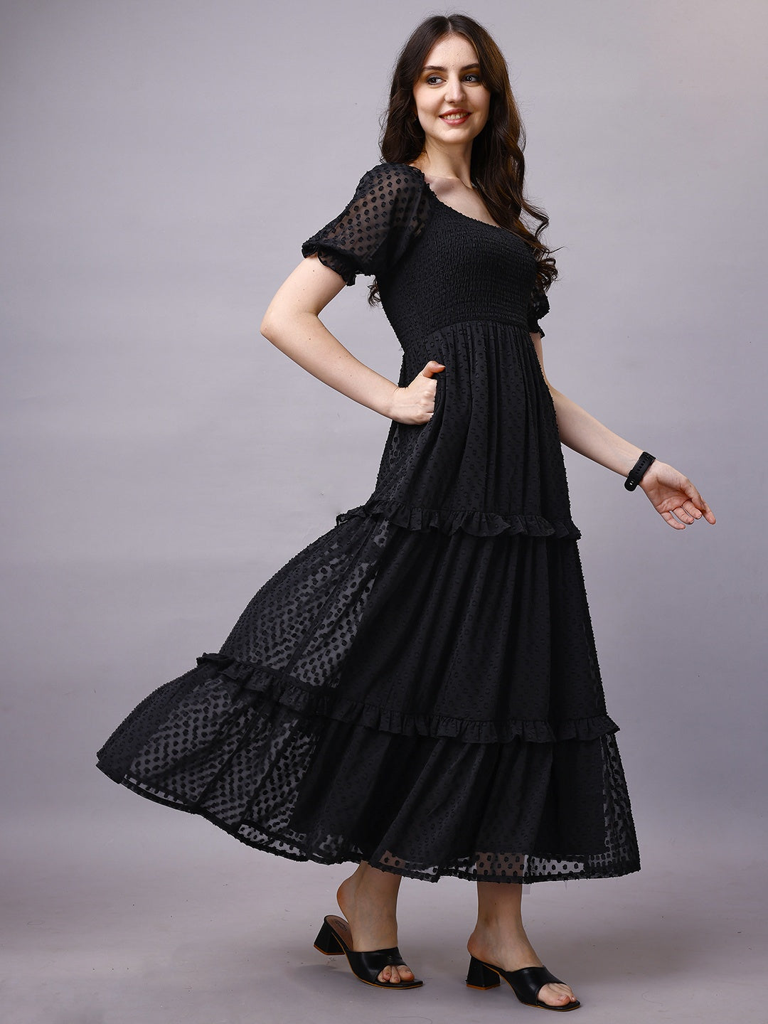 Black Chiffon Maxi Dress
