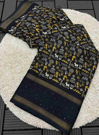 Black Cotton Dola Silk Saree