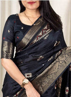Black Cotton Silk Saree