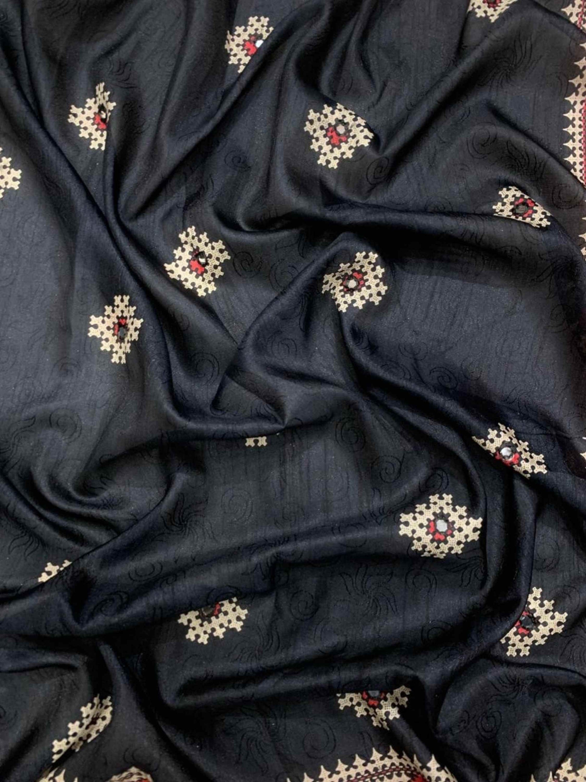 Black Cotton Silk Saree