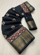 Black Cotton Silk Saree