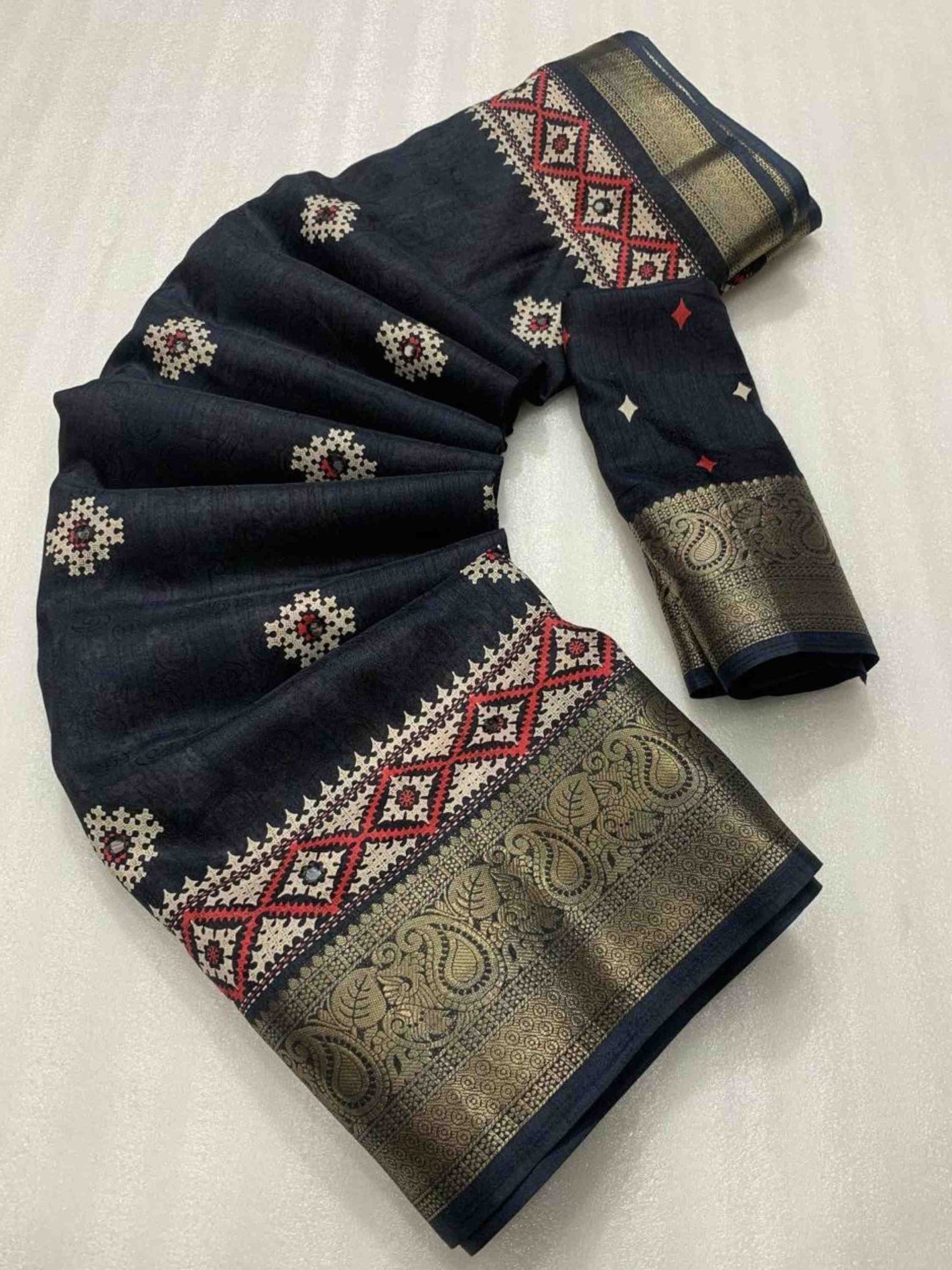Black Cotton Silk Saree