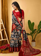 Black Dola Silk Cotton Saree