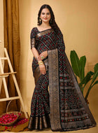 Black Dola Silk Saree