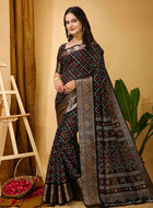 Black Dola Silk Saree