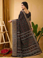 Black Dola Silk Saree
