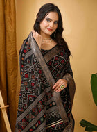 Black Dola Silk Saree