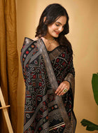 Black Dola Silk Saree