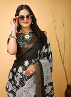 Black Handloom Cotton Saree