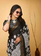 Black Handloom Cotton Saree