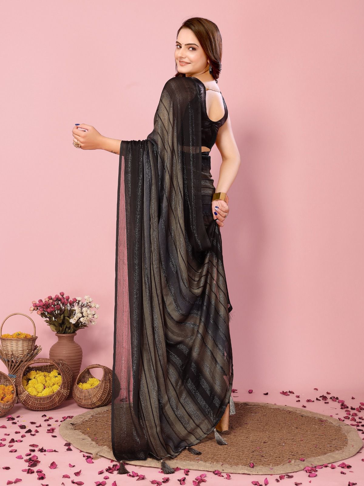 Black Ready to Wear Saree
