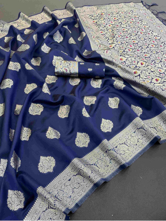 Blue Banarasi Silk Saree
