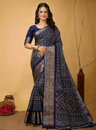 Blue Bandhani Printed Saree
