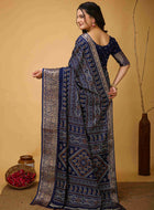 Blue Bandhani Printed Saree