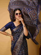 Blue Bandhani Printed Saree