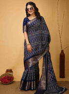 Blue Bandhani Printed Saree