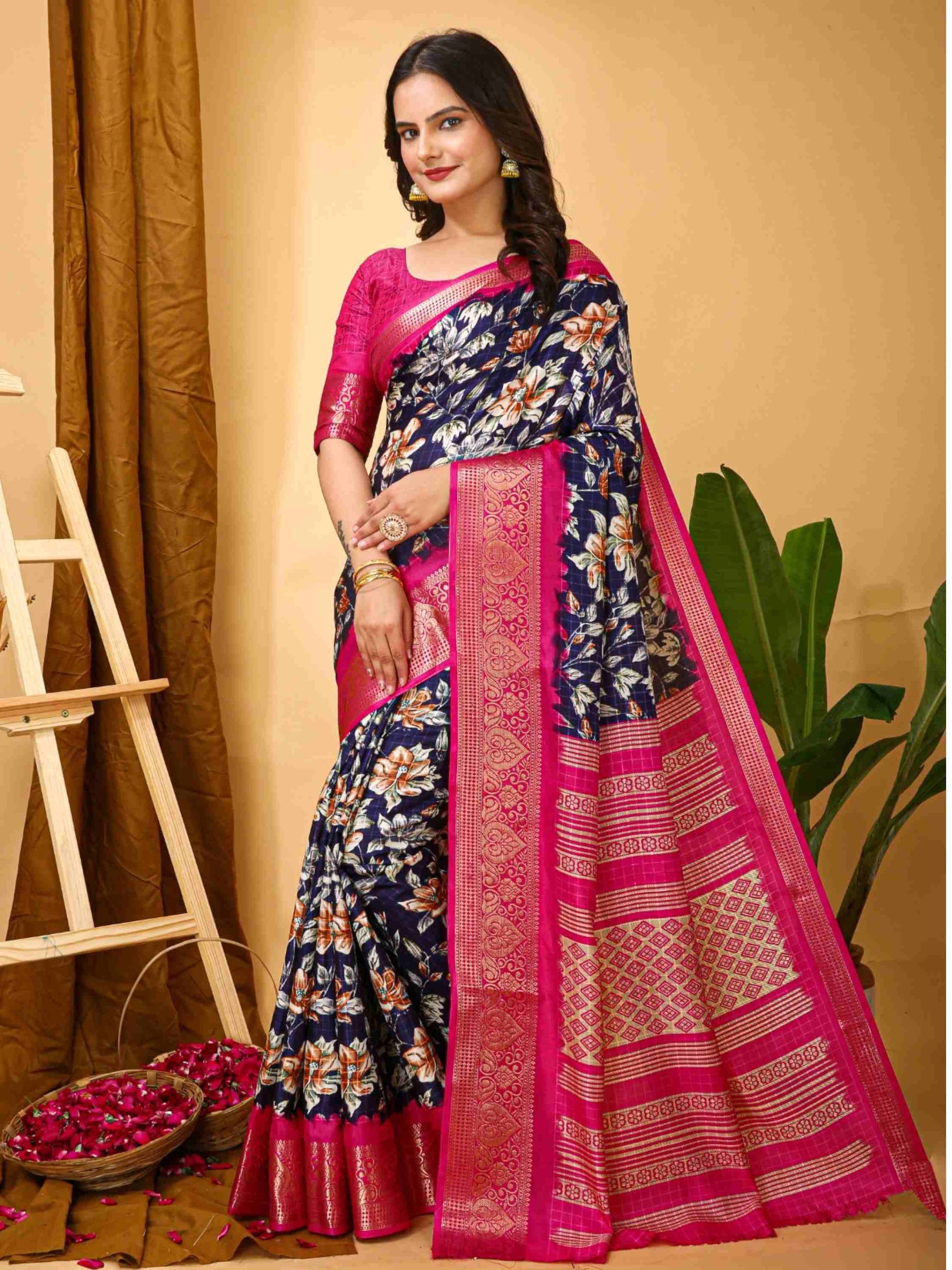 Blue Dola Silk Cotton Saree