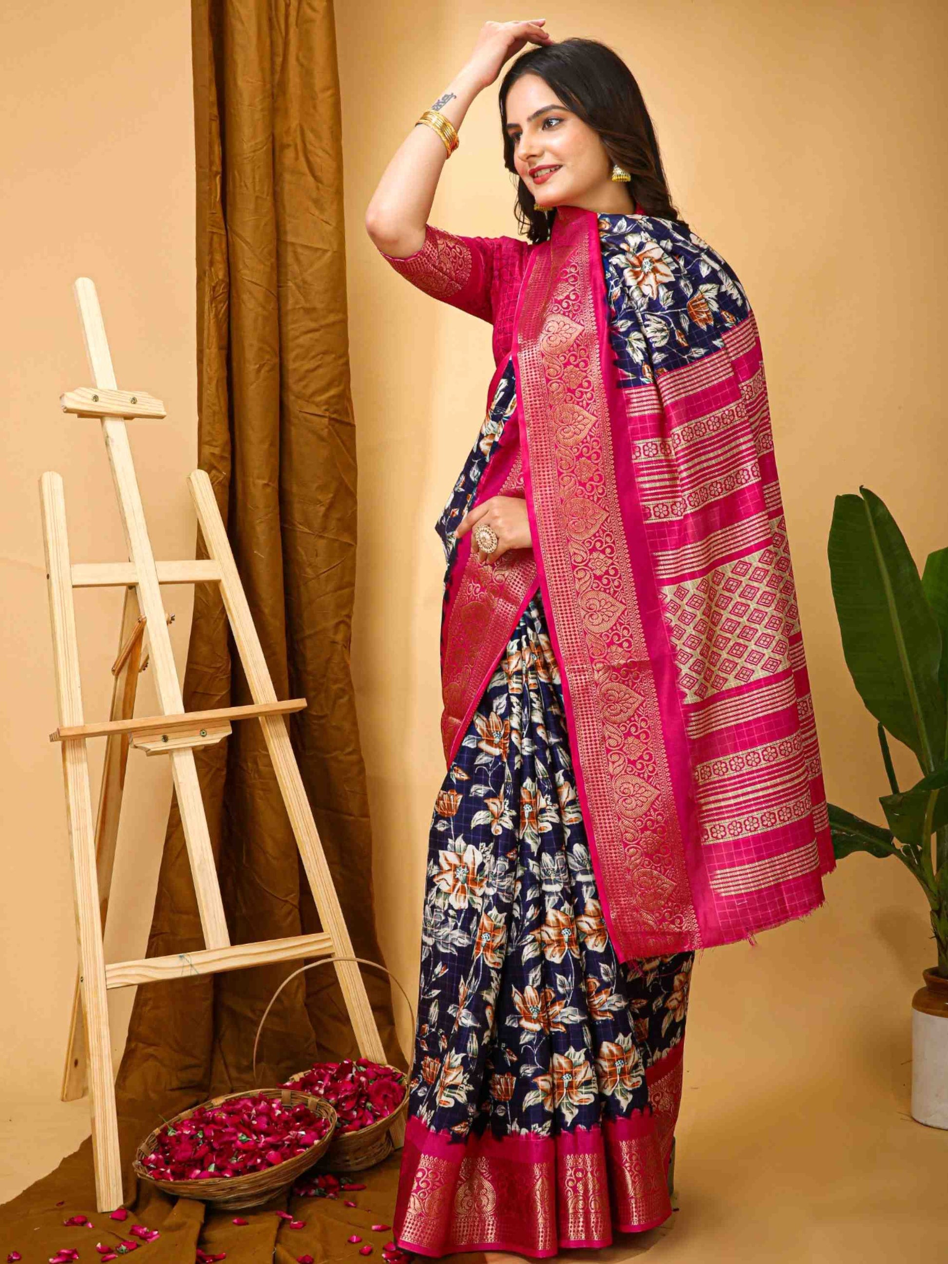 Blue Dola Silk Cotton Saree