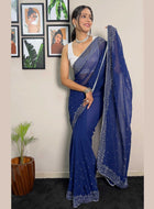 Blue Georgette Saree