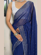 Blue Georgette Saree