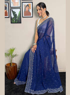 Blue Georgette Saree