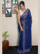 Blue Georgette Saree