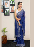 Blue Georgette Saree