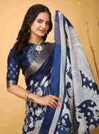 Blue Handloom Cotton Saree