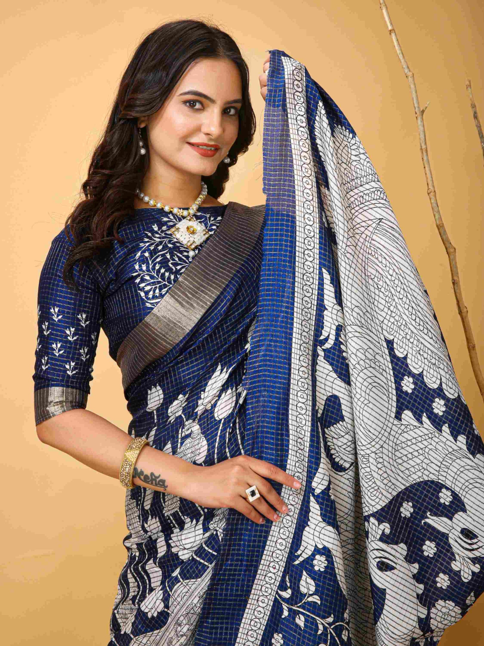 Blue Handloom Cotton Saree