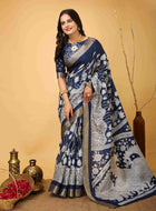 Blue Handloom Cotton Saree