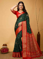 Bottle Green Dola Silk Saree