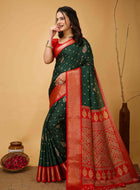 Bottle Green Dola Silk Saree