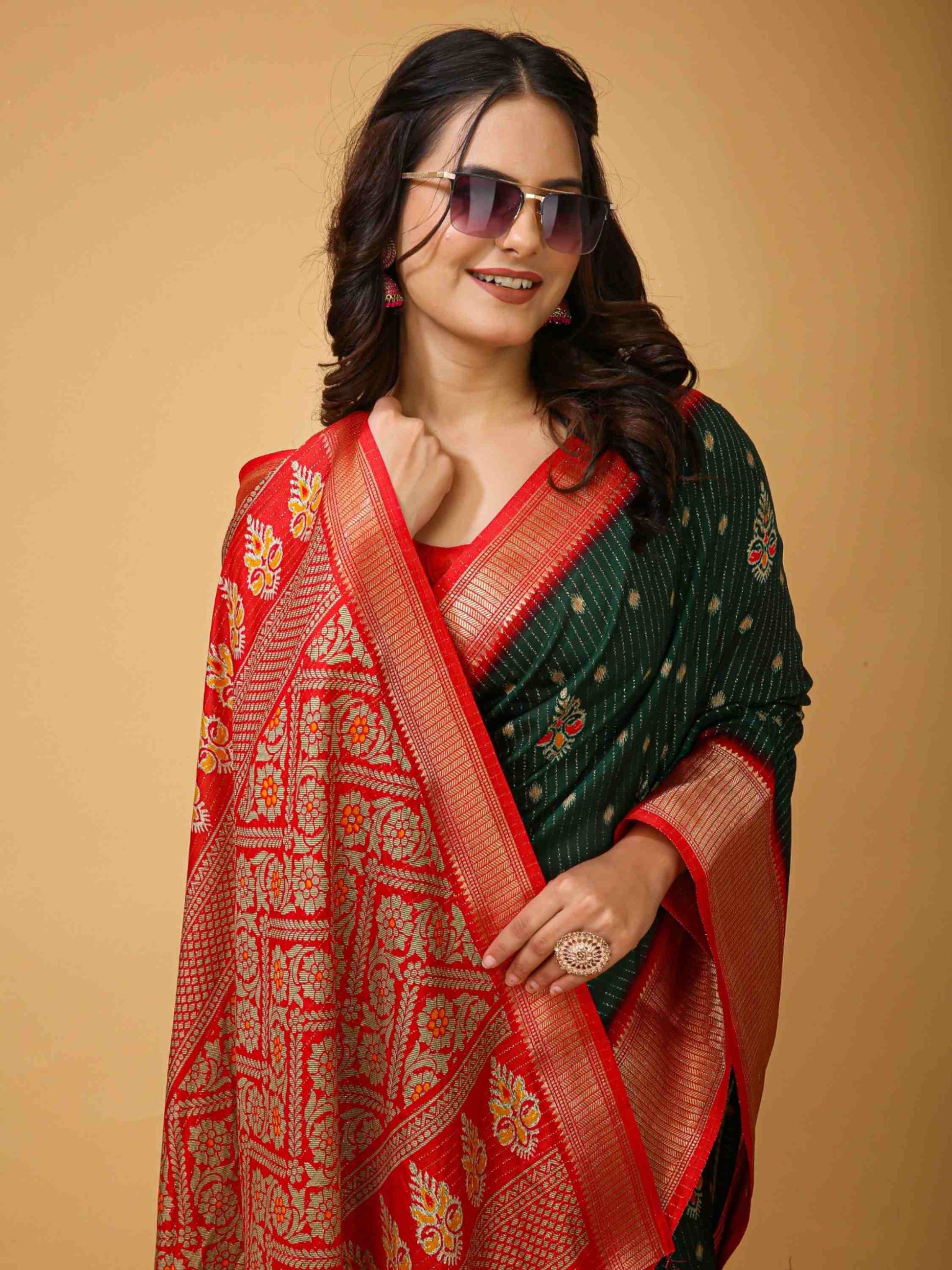 Bottle Green Dola Silk Saree