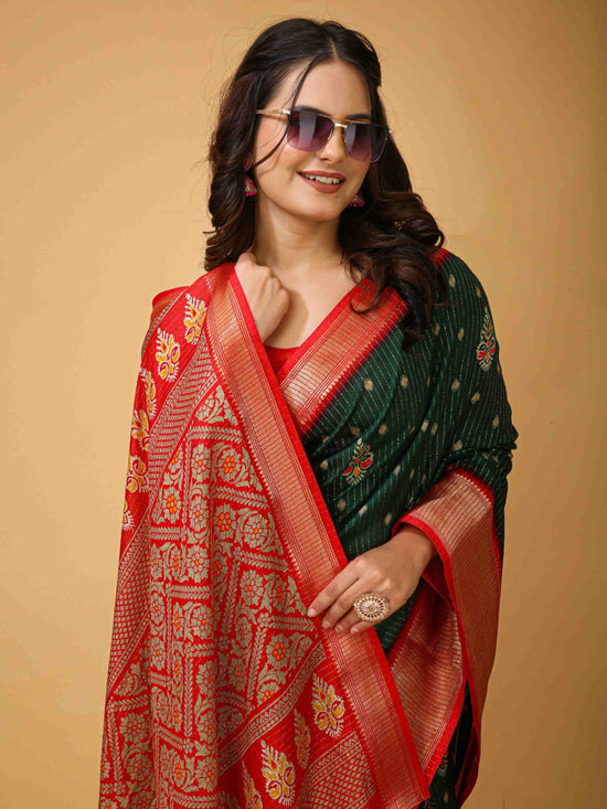 Bottle Green Dola Silk Saree