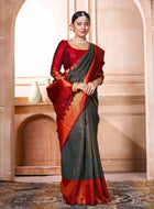 Bottle Green Kanjivaram Silk Saree