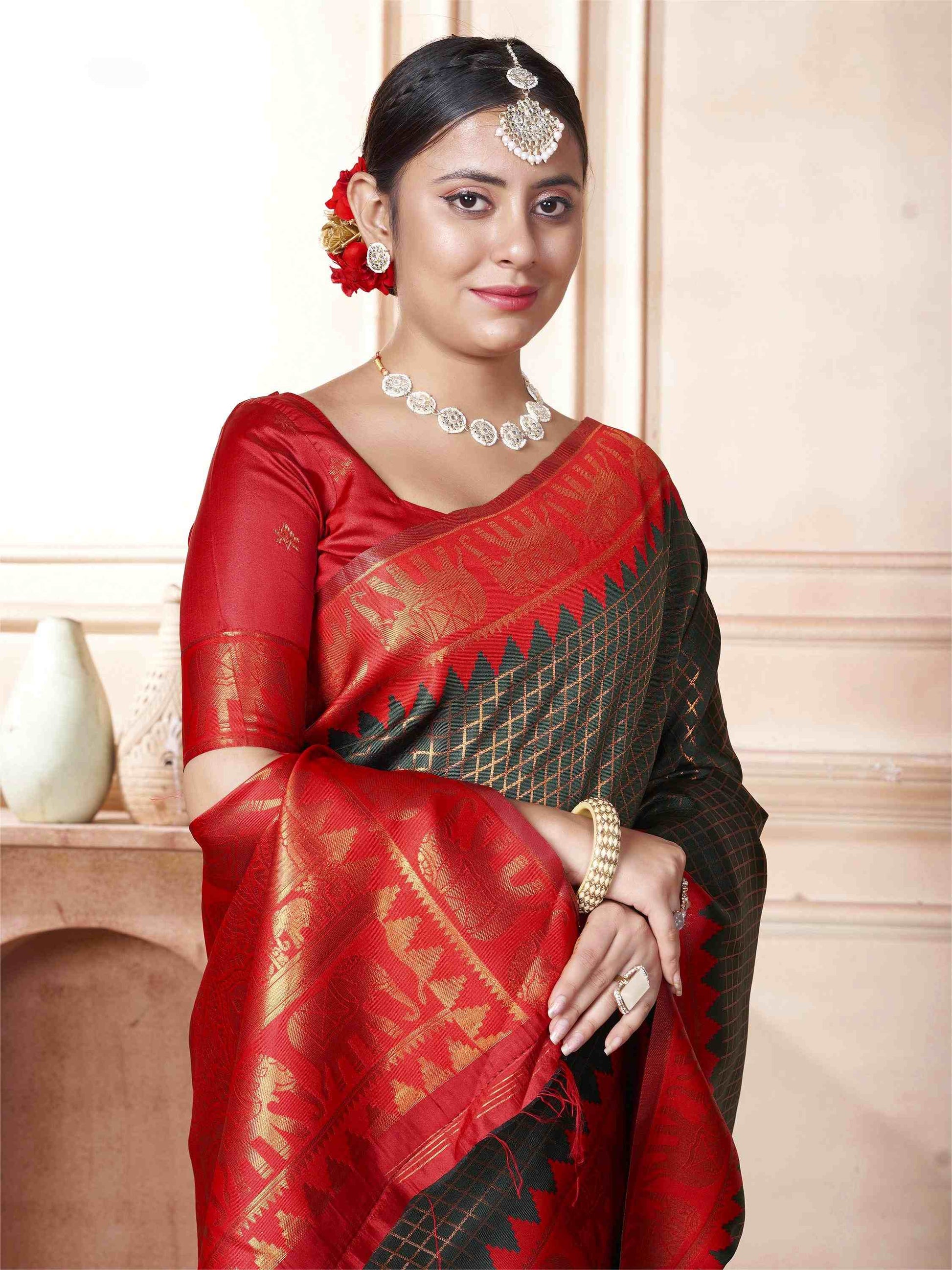 Bottle Green Kanjivaram Silk Saree