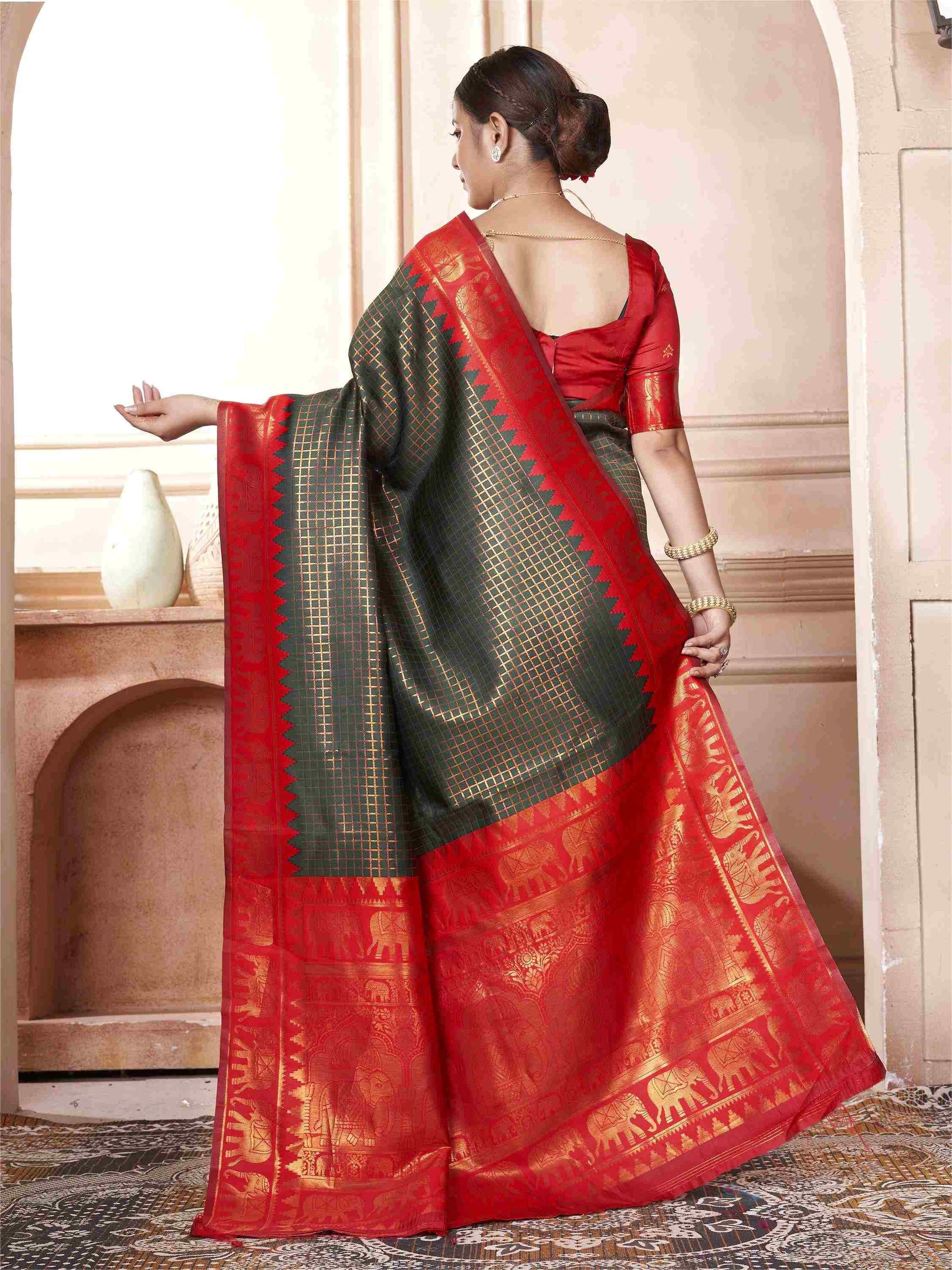 Bottle Green Kanjivaram Silk Saree