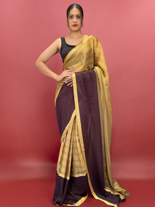 Brown Ready to Wear Saree
