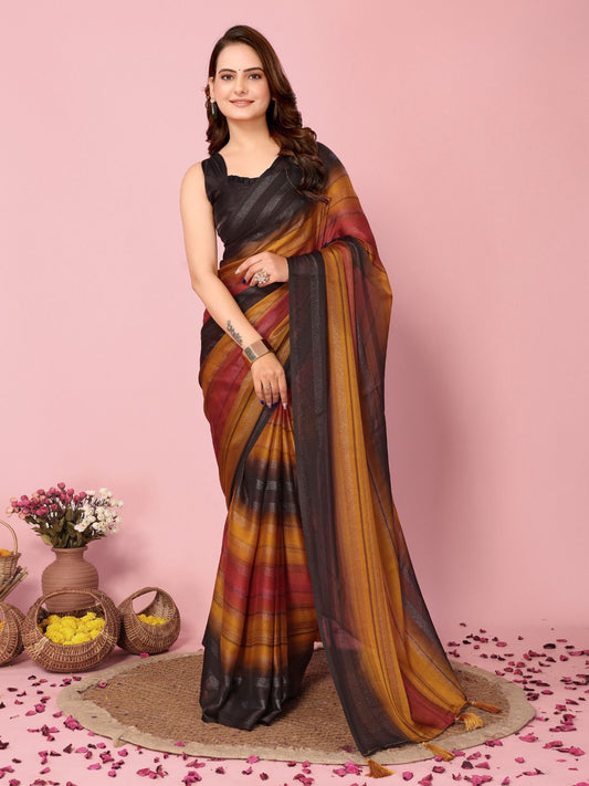 Brown Ready to Wear Saree