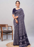 Chanderi Cotton Saree Blue