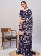 Chanderi Cotton Saree Blue