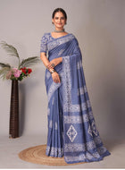 Chanderi Cotton Saree Blue
