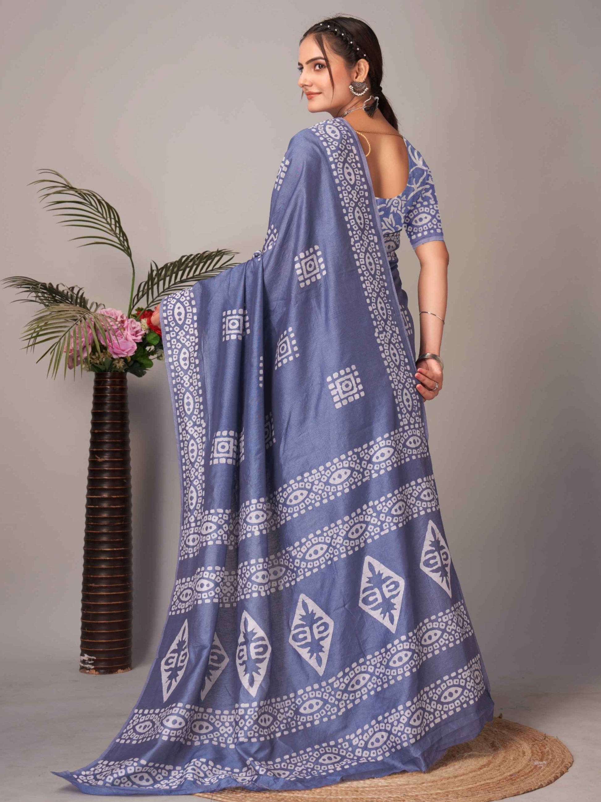 Chanderi Cotton Saree Blue